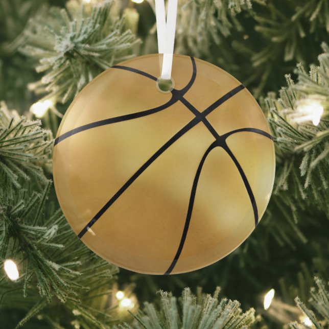 Golden Basketball Glass Ornament (Insitu)