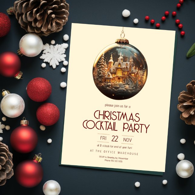 Golden Bauble Office Party Invitation (Creator Uploaded)