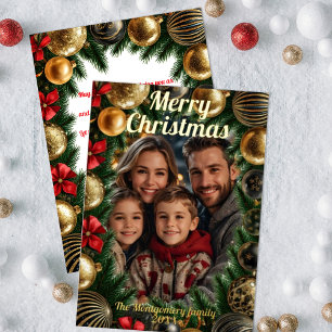 Golden Baubles Pine Branches Holiday Wreath Photo