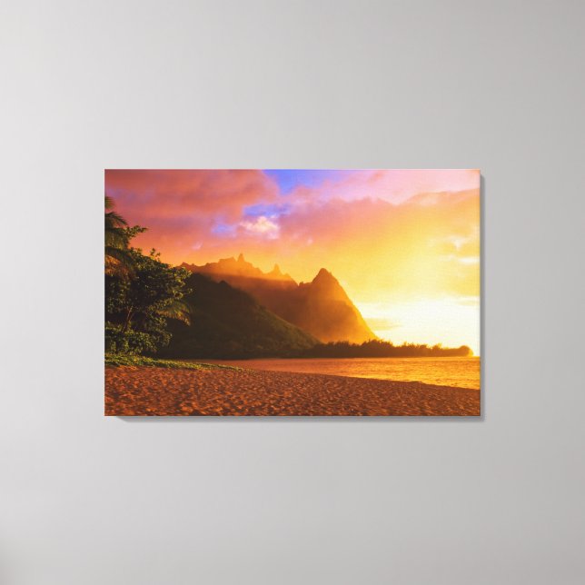 Golden beach sunset, Hawaii Canvas Print (Front)
