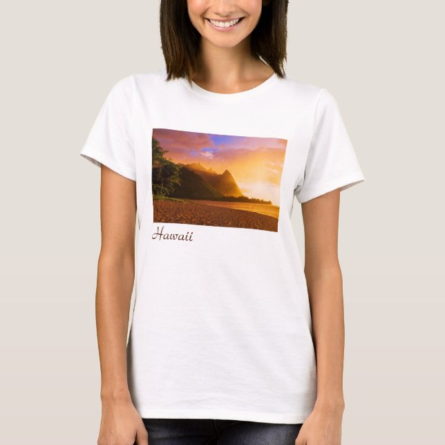 Golden beach sunset, Hawaii T-Shirt (Front)