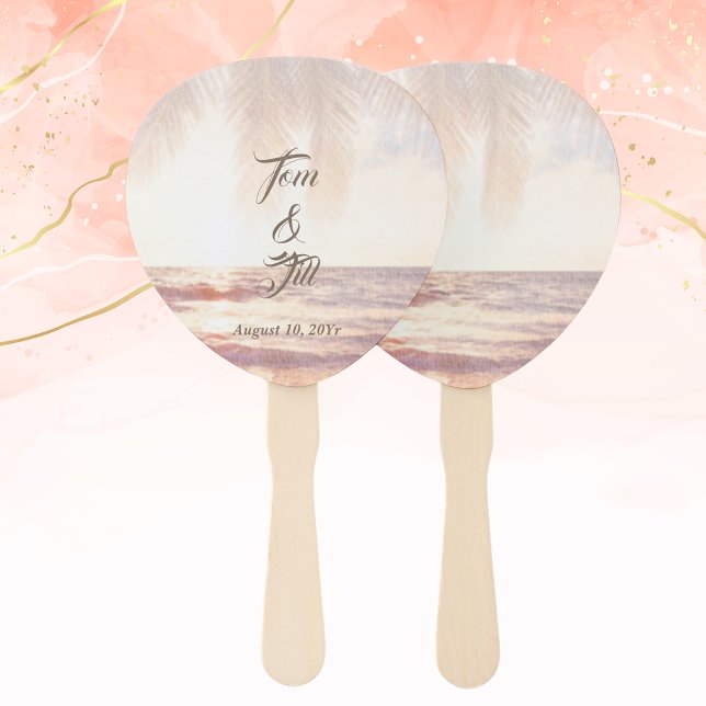 Golden Beach Watercolor Wedding Hand Fan (Creator Uploaded)