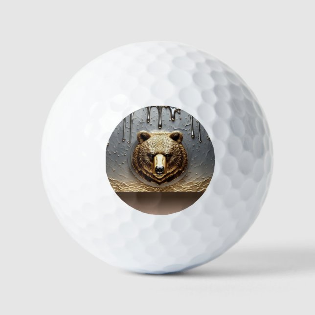 Golden Bear Relief With Metal Drip Effect 🐻 Golf Balls (Front)