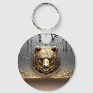 Golden Bear Relief With Metal Drip Effect 🐻 Keychain