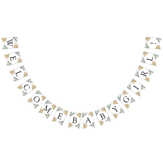 Golden Bee and Eucalyptus Custom Text Bunting Flags (All)