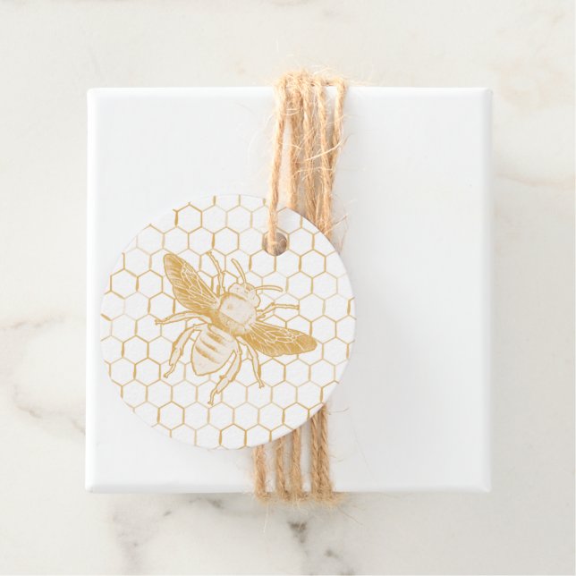 Golden Bee and Honeycomb Favour Tags (In Situ)