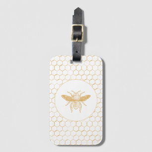 Golden Bee and Honeycomb Luggage Tag