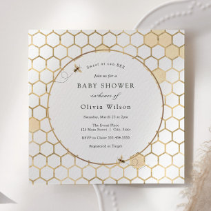 Golden Bee Baby Shower Invitation