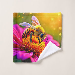 Golden Bee Flower Magic Light Design Bath Towel Set