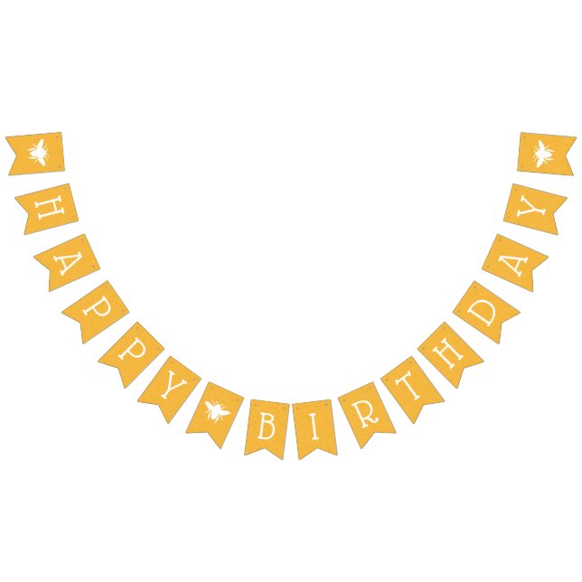 Golden Bee Happy Birthday Bunting Flags (All)