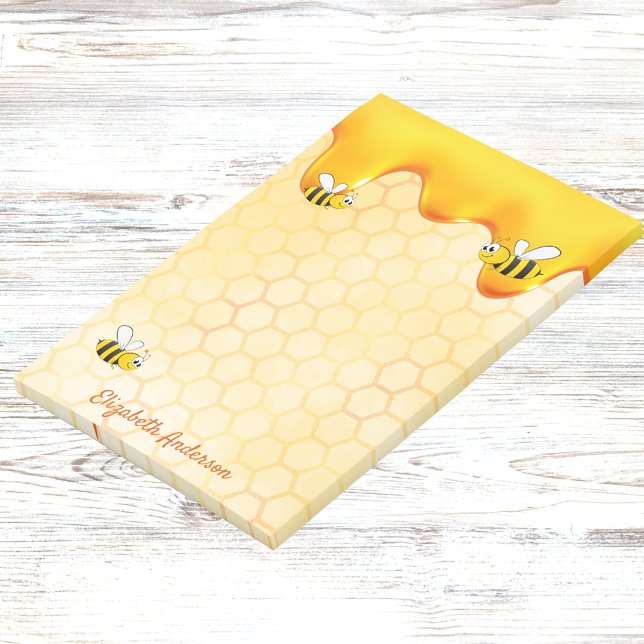 Golden bee honeycomb pattern honey dripping name post-it notes (Creator Uploaded)