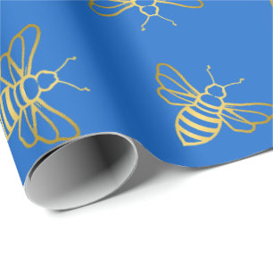 Golden Bee Pattern Wrapping Paper