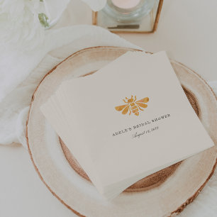 Golden Bee Watercolor Bridal Shower Napkin