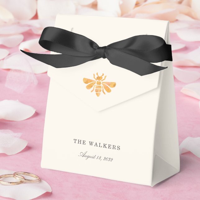 Golden Bee Watercolor Wedding Favor Box (Wedding)