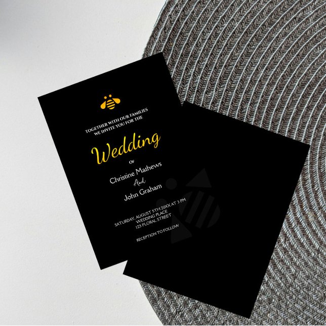 Golden Bee Wedding Invitations (Creator Uploaded)