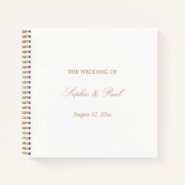 Golden Beige Script Wedding Guest Book (Front)
