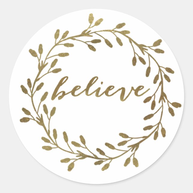 Golden Believe | Pretty Wreath Sticker (Front)