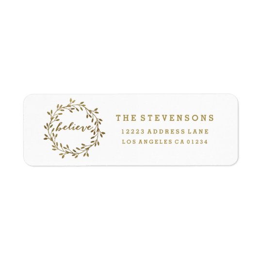 Golden Believe | Wreath Holiday Address Labels