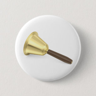 Golden bell with a wooden handle 2 inch round button