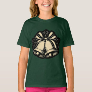 "Golden Bells & Bows: Elegant Black Christmas Desi T-Shirt
