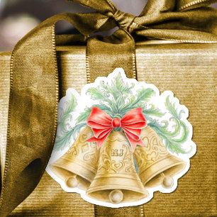 Golden bells Monogram watercolor Christmas Wedding
