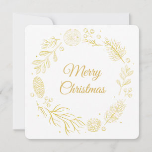 Golden Berries, Leaves and Pine Cones Square Invitation