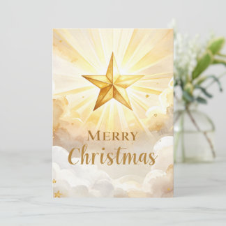 Golden Bethlehem Star Merry Christmas Holiday Gree Card