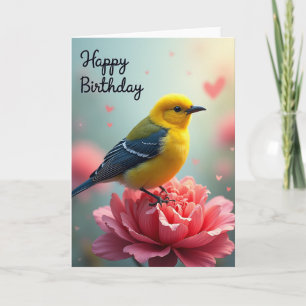 Golden Bird Birthday Card