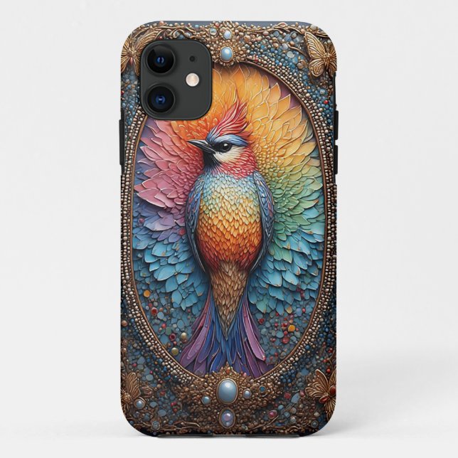 Golden Bird in Ornate Decorative Frame Case-Mate iPhone Case (Back)