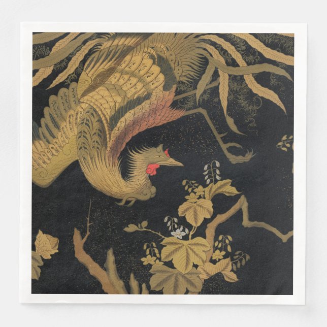 Golden Bird Japanese Classic Antique Napkin (Front)