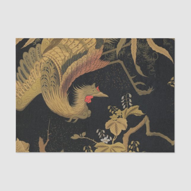 Golden Bird Japanese Classic Antique Tissue Paper (Front)