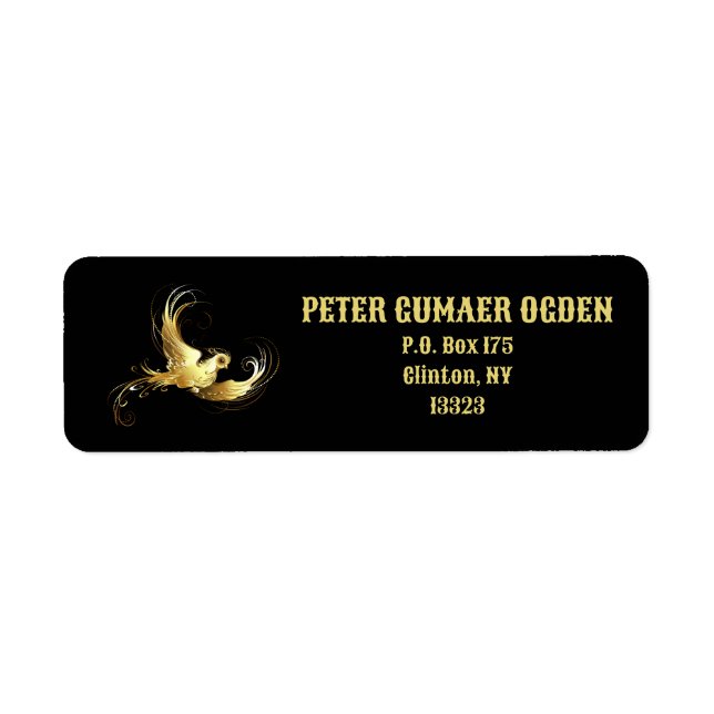 Golden Bird on Black Background (Front)