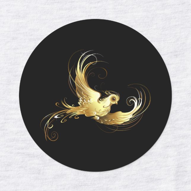 Golden Bird on Black Background (Design 1)