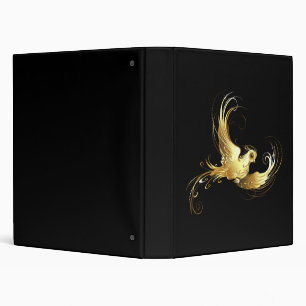 Golden Bird on Black Background Binder