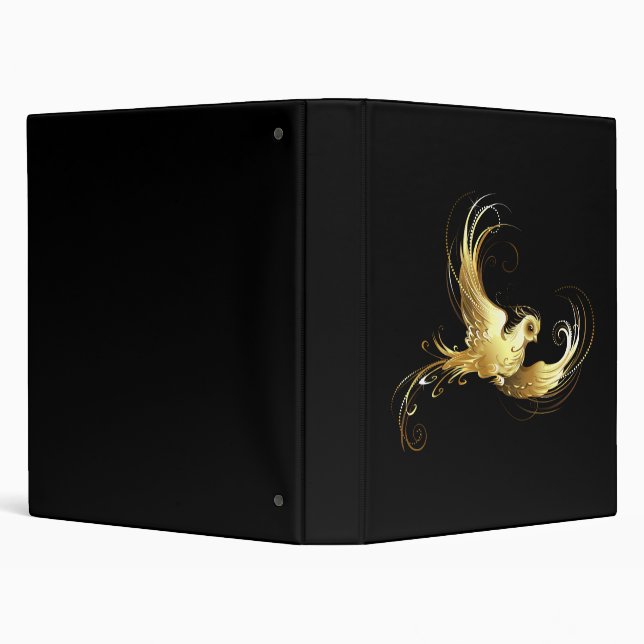 Golden Bird on Black Background Binder (Background)