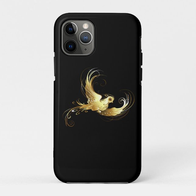 Golden Bird on Black Background Case-Mate iPhone Case (Back)