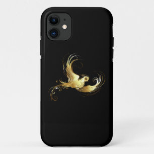 Golden Bird on Black Background iPhone 11 Case