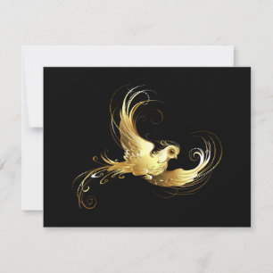 Golden Bird on Black Background Holiday Card