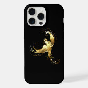 Golden Bird on Black Background iPhone 15 Pro Max Case
