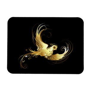 Golden Bird on Black Background Magnet