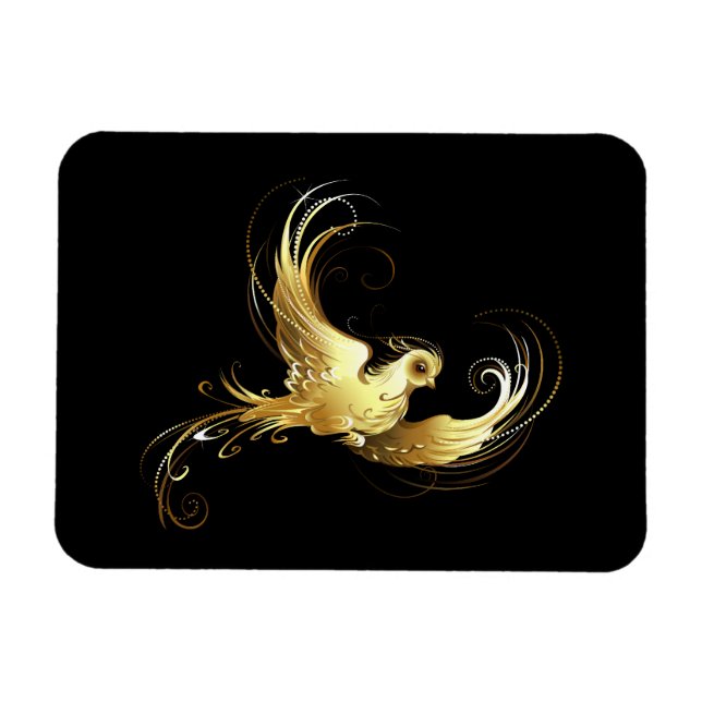 Golden Bird on Black Background Magnet (Horizontal)