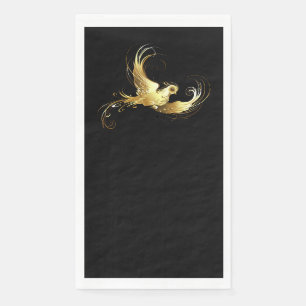 Golden Bird on Black Background Napkin