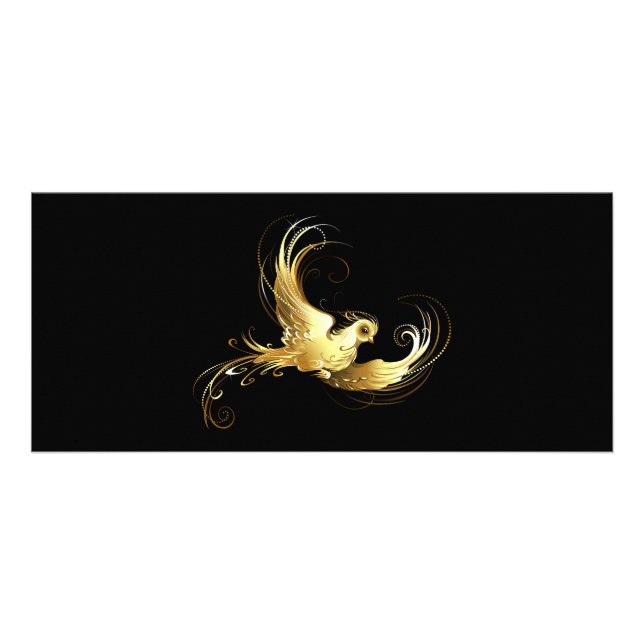 Golden Bird on Black Background Rack Card (Front)