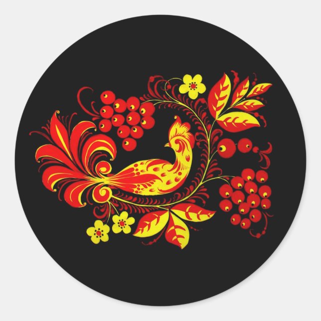 Golden Bird Round Sticker (Front)