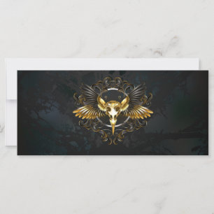 Golden Bird Skull on Black background