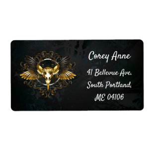 Golden Bird Skull on Black background