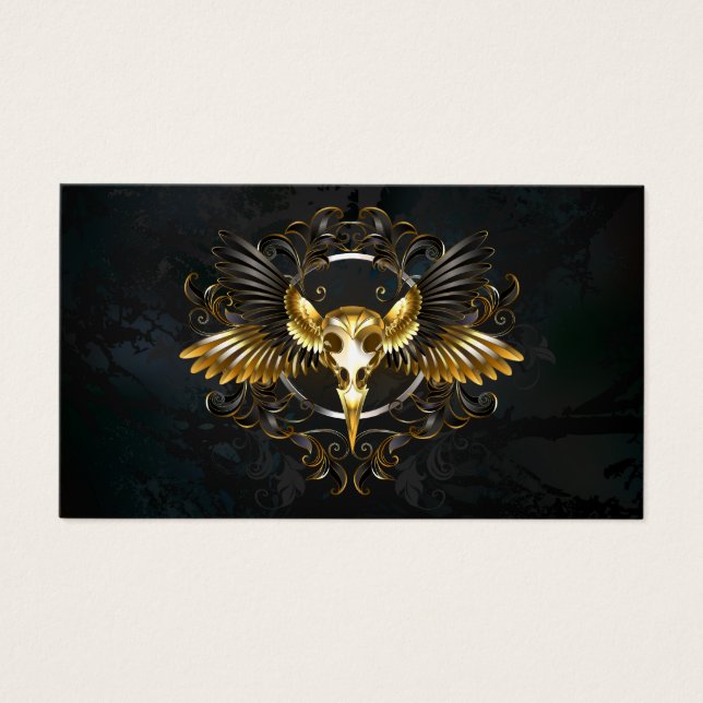 Golden Bird Skull on Black background (Front)