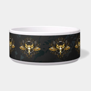 Golden Bird Skull on Black background