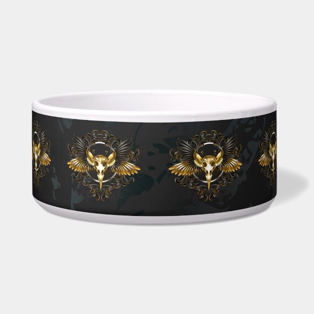 Golden Bird Skull on Black background (Front)