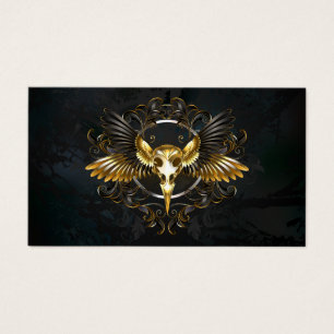 Golden Bird Skull on Black background